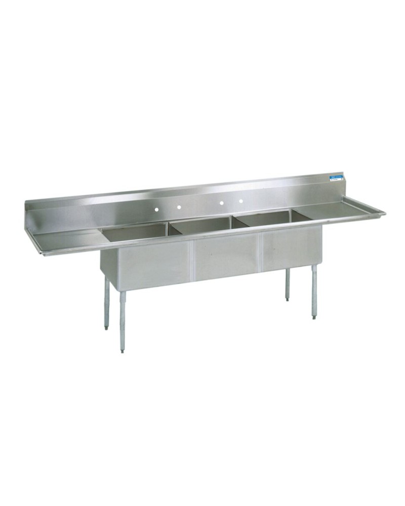 3 Compartment Sink w/ L/R Drainboards 120"