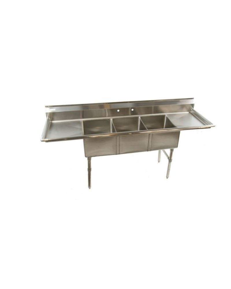 3 Compartment Sink w/ L/R Drainboards 84"