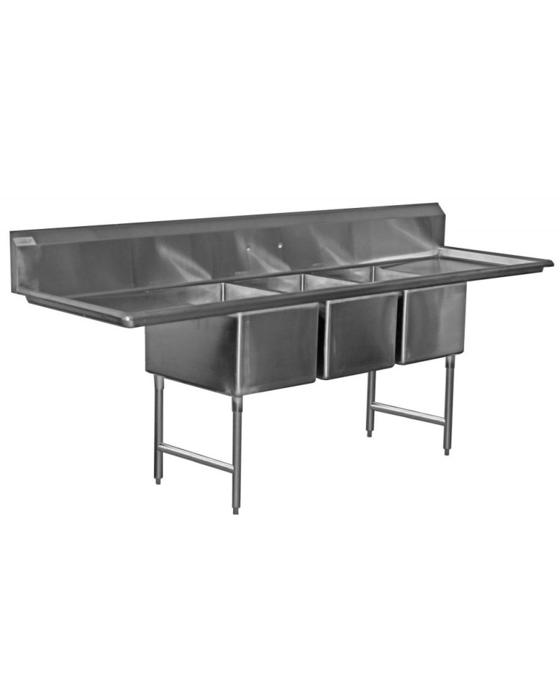 3 Compartment Sink w/ L/R Drainboards (fits full-size pans) 124"